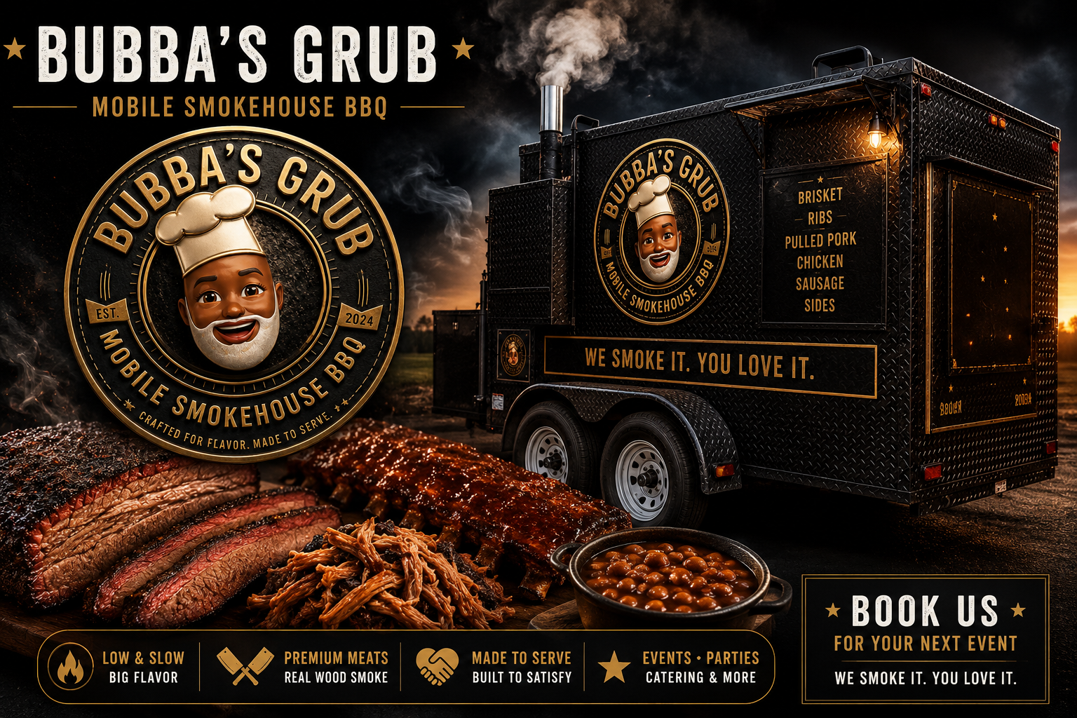 Bubba's Grub mobile smokehouse trailer