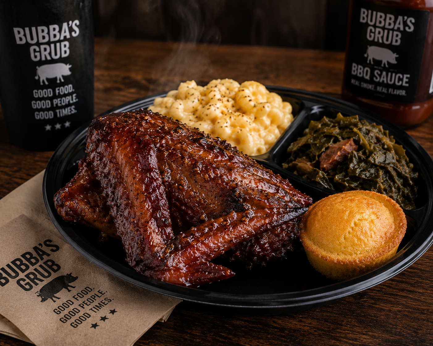 Bubba's Grub smoked turkey leg plate