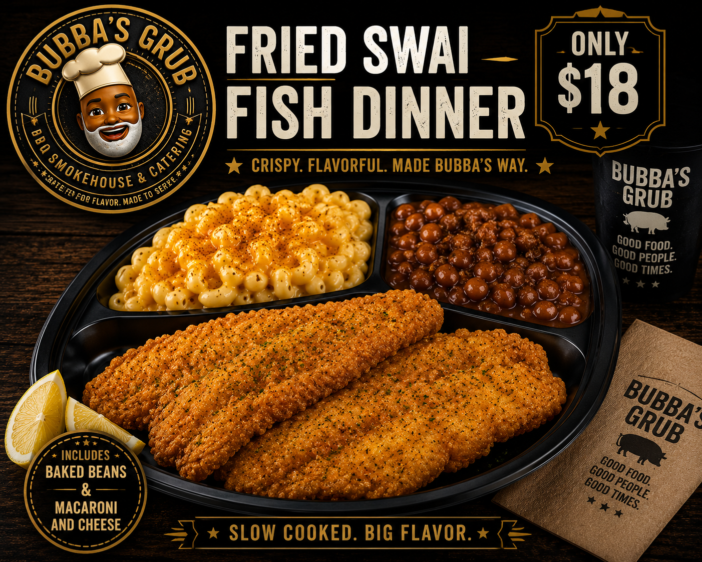 Fried Swai fish dinner