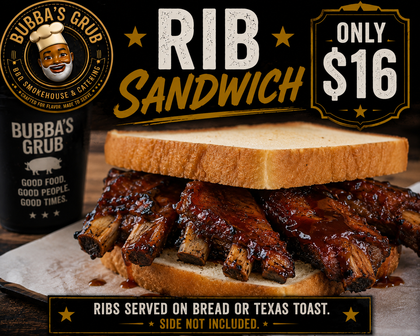 Bubba's rib sandwich